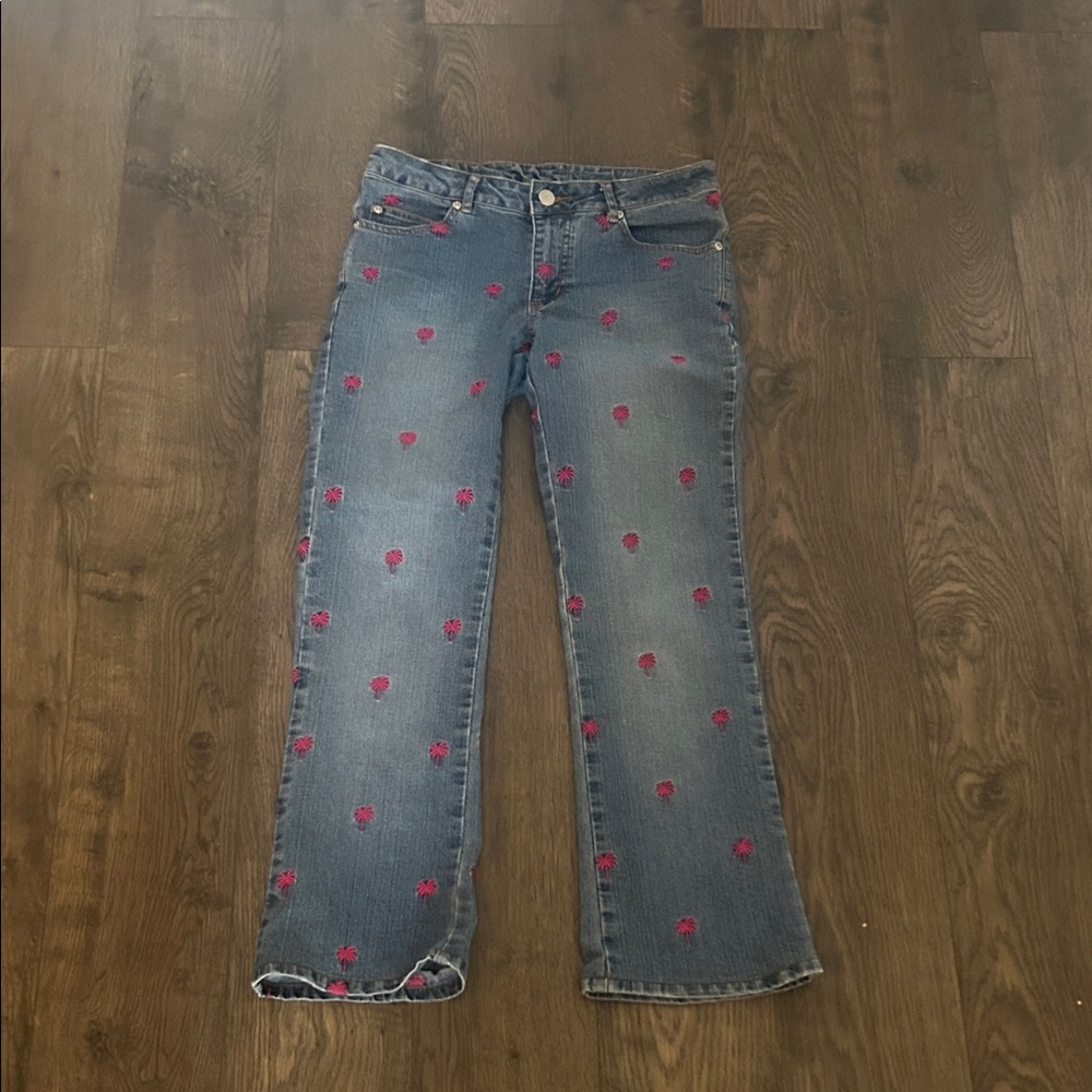 VINTAGE LILLY PULITZER women’s jeans with pink palm tree detail